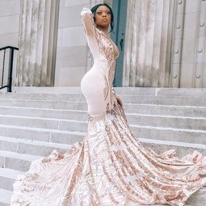 Rose Gold Sequin Prom Dress